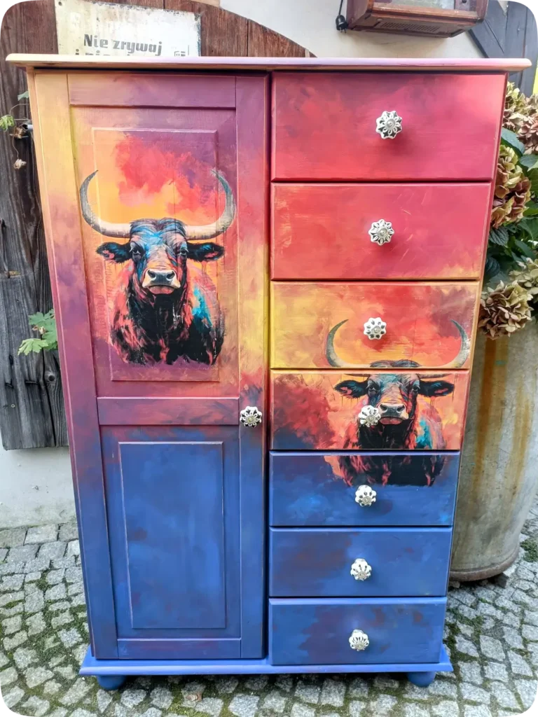 Kurs malowania i stylizacji mebli online - transfer grafik na meble